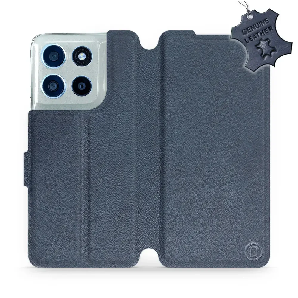 Echtleder Handyhülle für Motorola Moto G56 5G, Mobiwear Leather, Dunkelblau