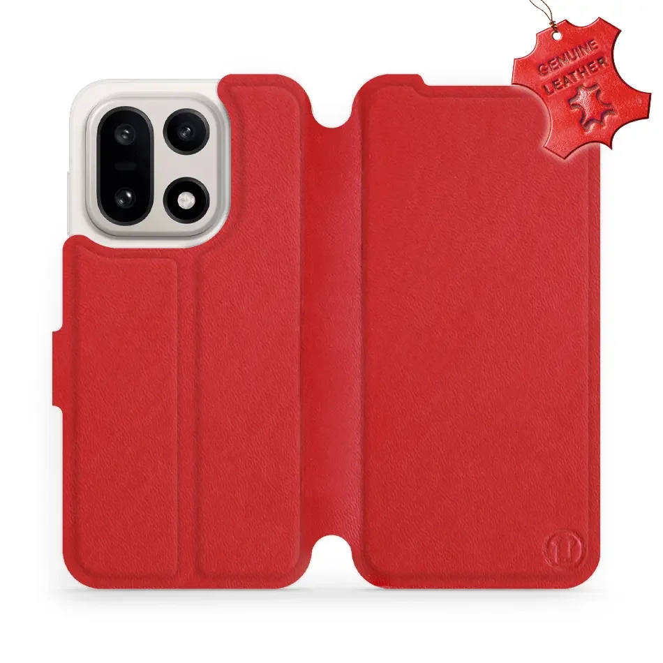Echtleder Handyhülle für OnePlus 15, Mobiwear Leather, Rot