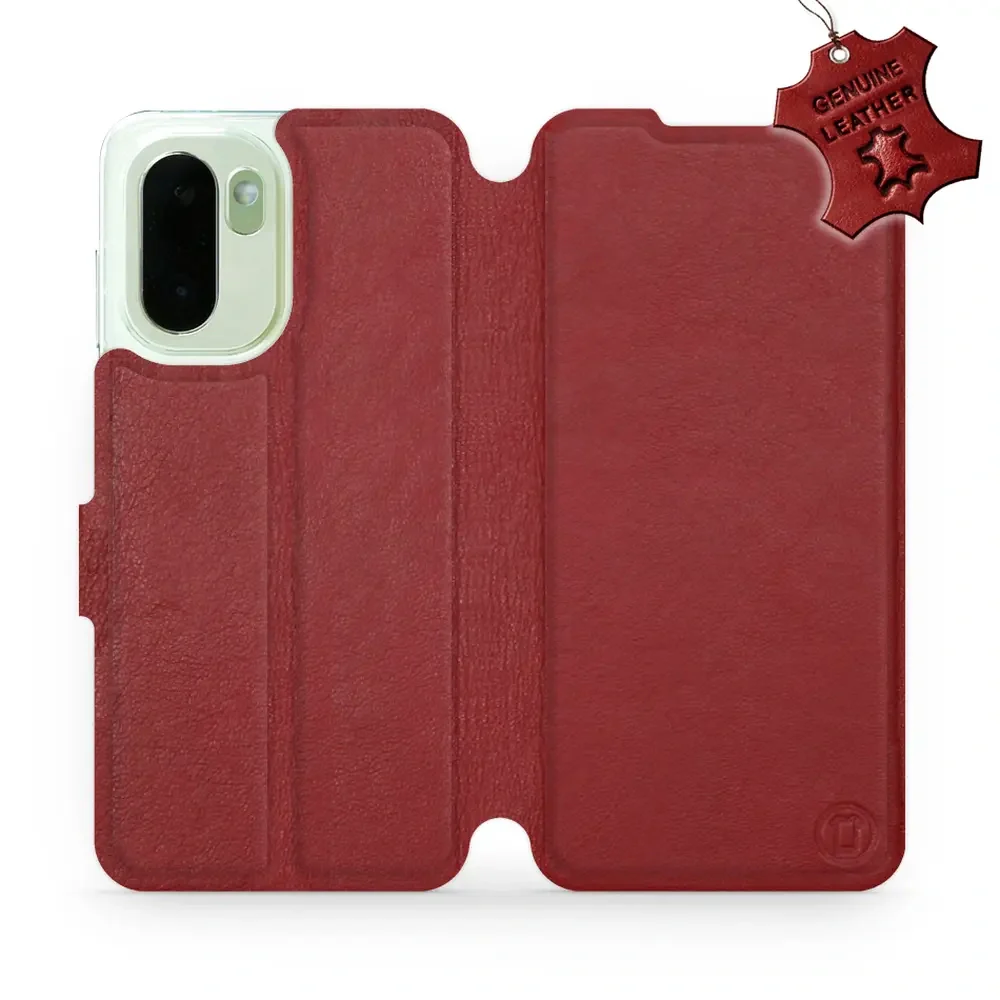 Echtleder Handyhülle für OnePlus 15R, Mobiwear Leather, Dunkelrot