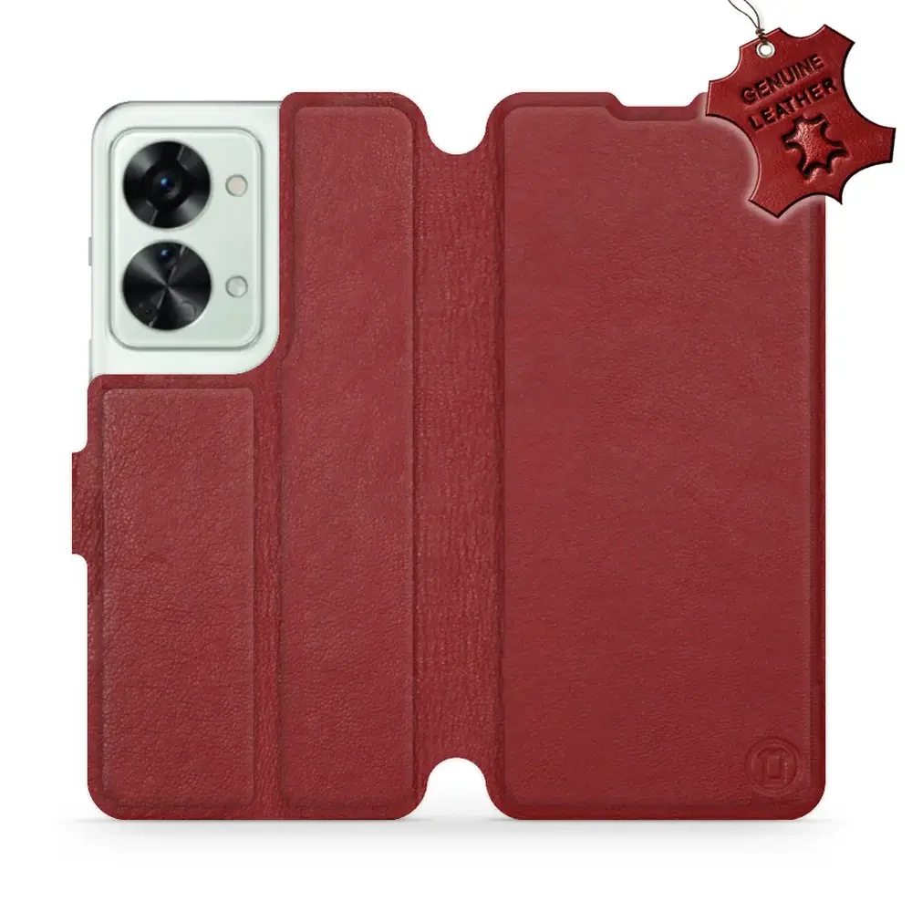Echtleder Handyhülle für OnePlus Nord 2T, Mobiwear Leather, Dunkelrot
