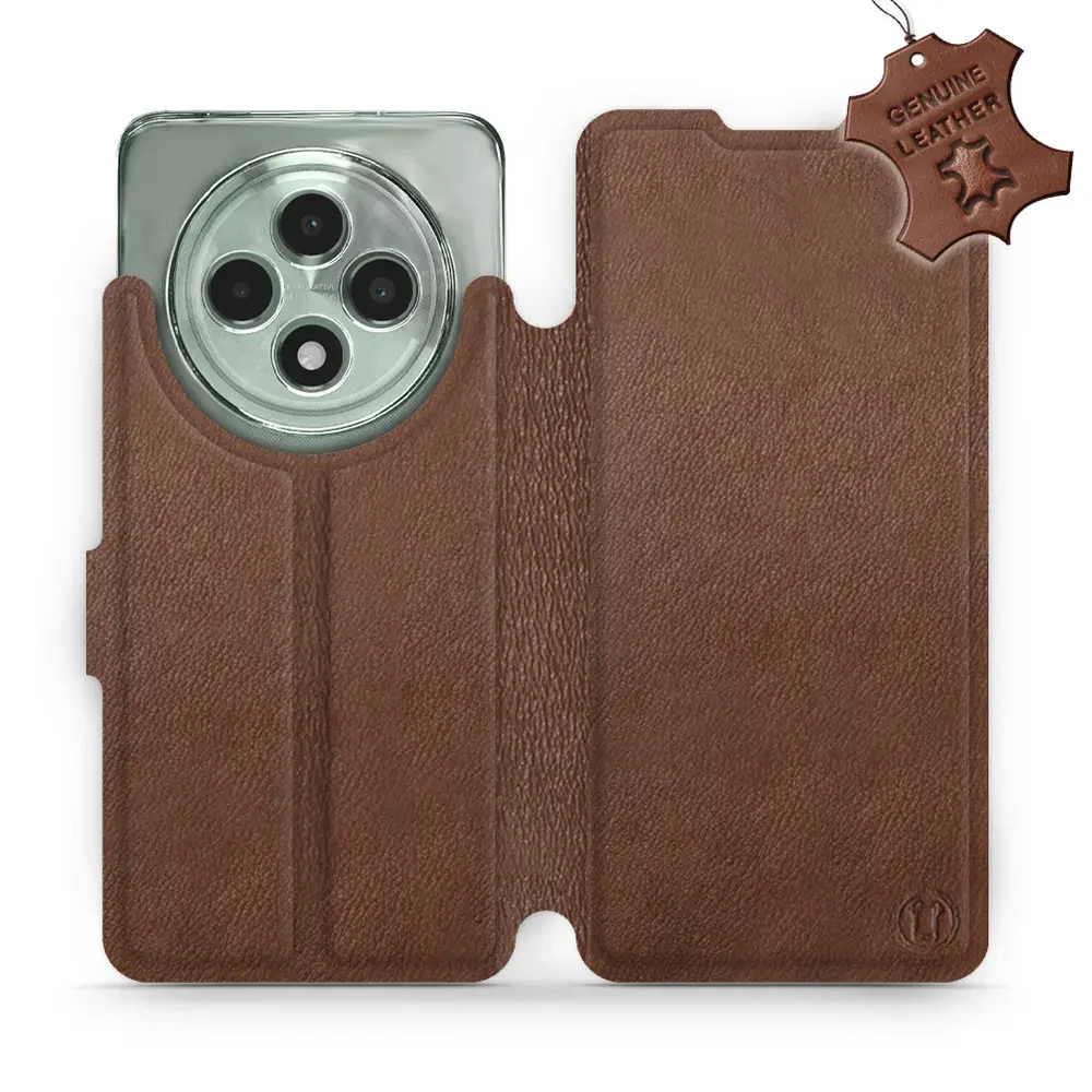 Echtleder Handyhülle für Oppo Reno 12 F, Mobiwear Leather, Braun