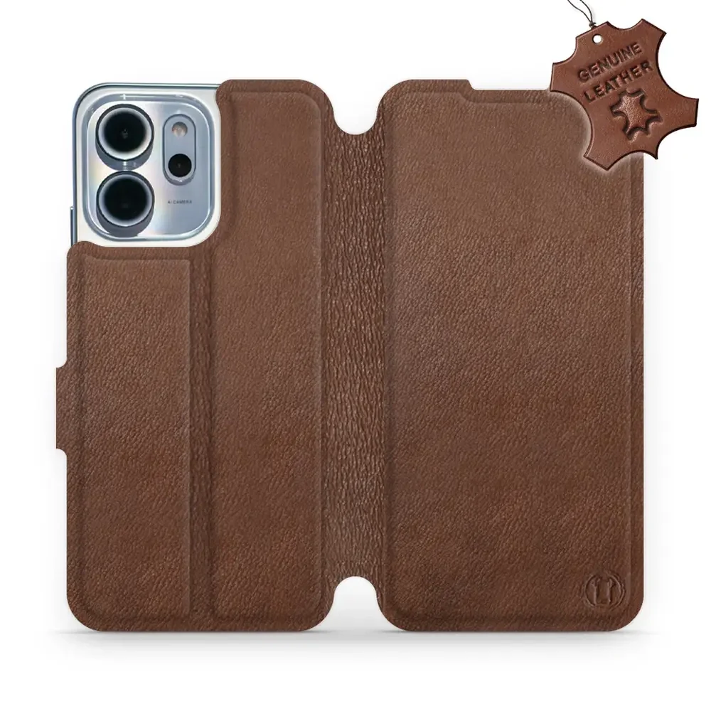 Echtleder Handyhülle für Oppo Reno 14 F, Mobiwear Leather, Braun