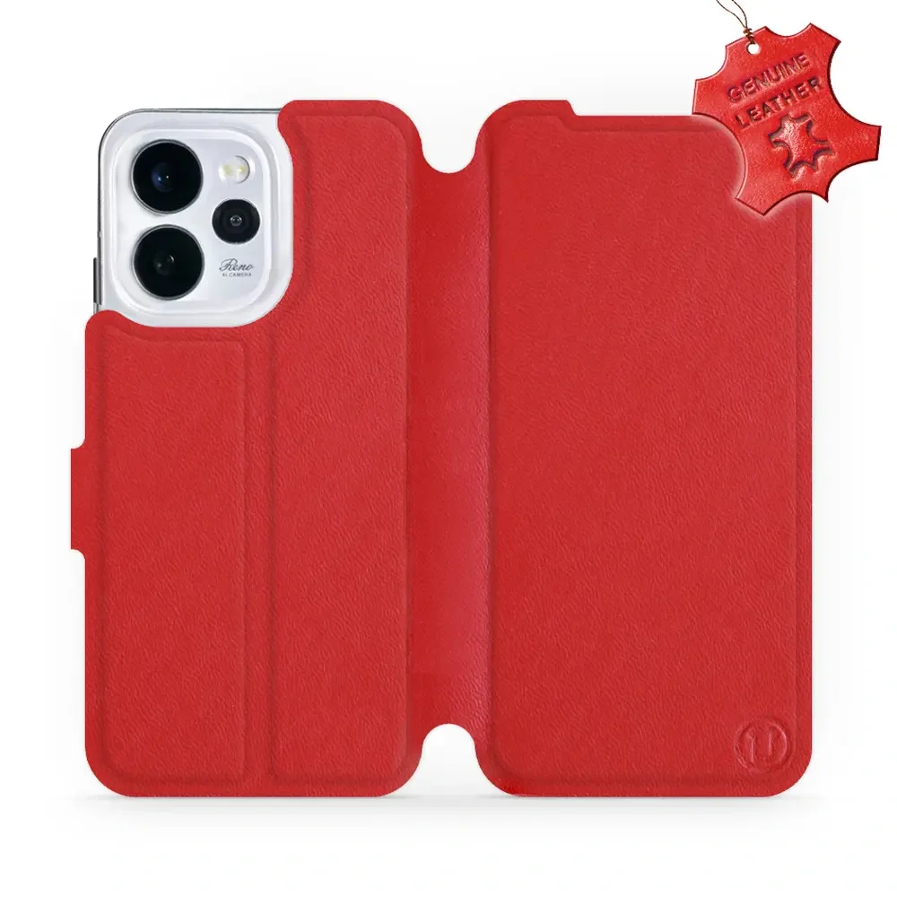 Echtleder Handyhülle für Oppo Reno 15, Mobiwear Leather, Rot