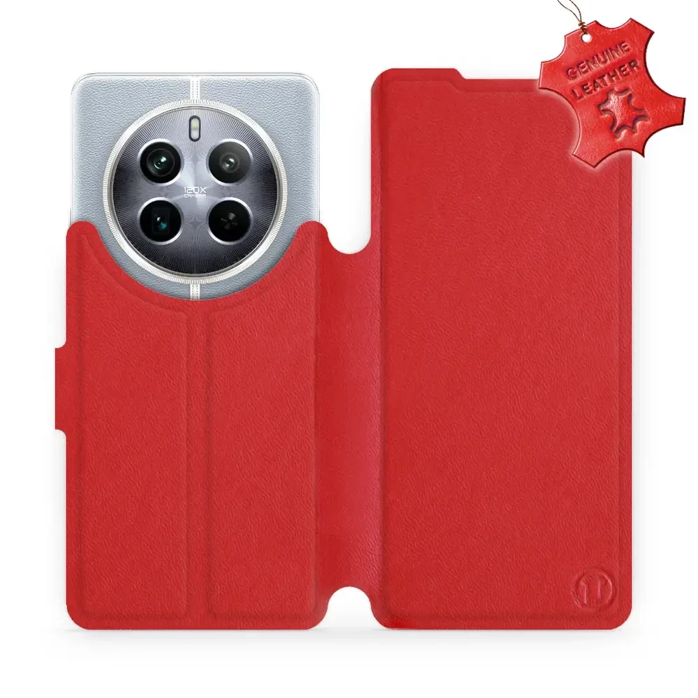 Echtleder Handyhülle für Realme 12 Pro Plus, Mobiwear Leather, Rot