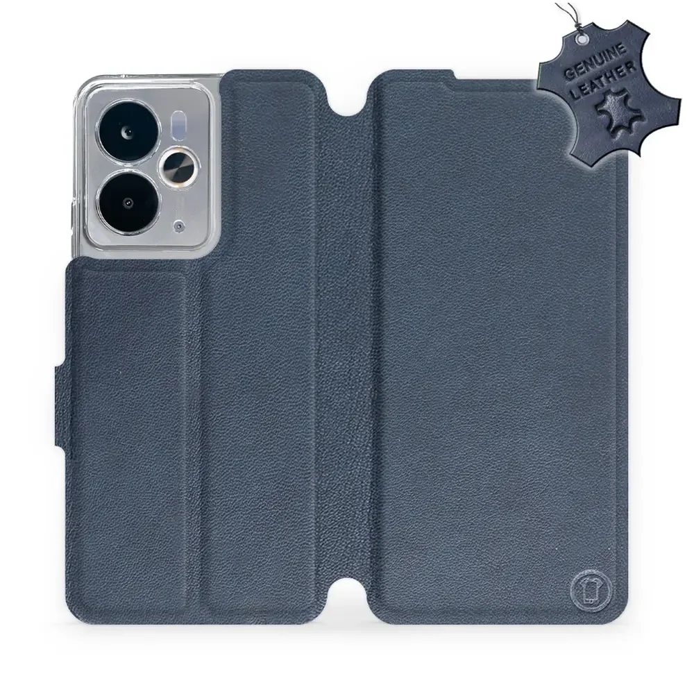 Echtleder Handyhülle für Realme 14T 5G, Mobiwear Leather, Dunkelblau