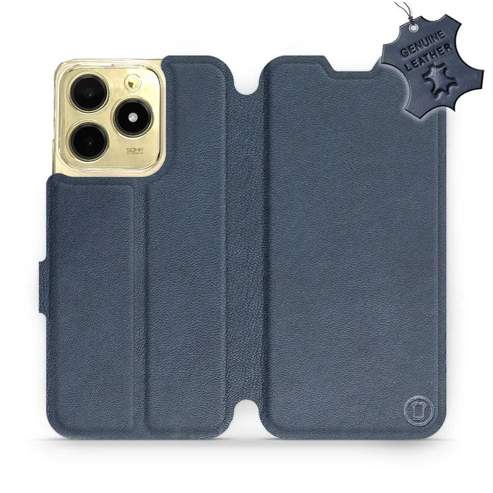Echtleder Handyhülle für Realme C61, Mobiwear Leather, Dunkelblau