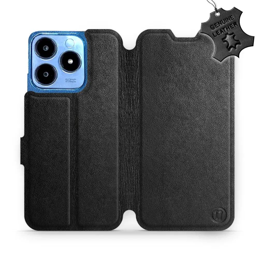 Echtleder Handyhülle für Realme C63 4G, Mobiwear Leather, Schwarz