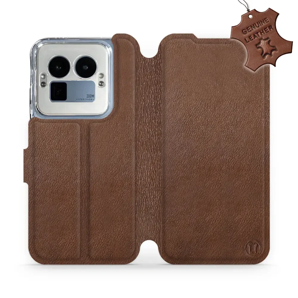 Echtleder Handyhülle für Realme GT 8 Pro, Mobiwear Leather, Braun
