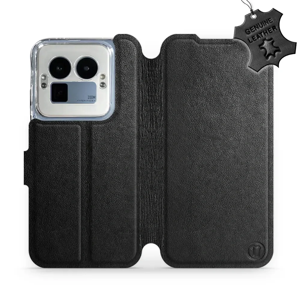 Echtleder Handyhülle für Realme GT 8 Pro, Mobiwear Leather, Schwarz