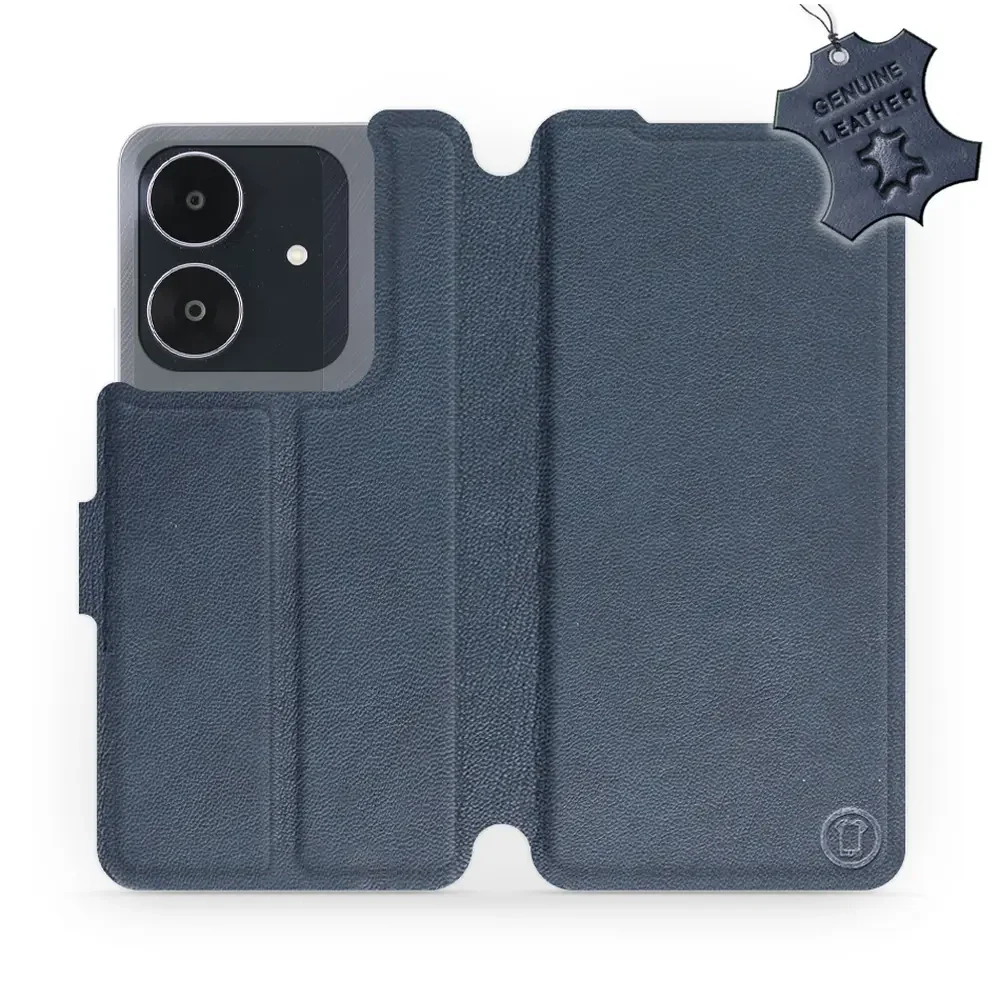 Echtleder Handyhülle für Realme Note 60, Mobiwear Leather, Dunkelblau