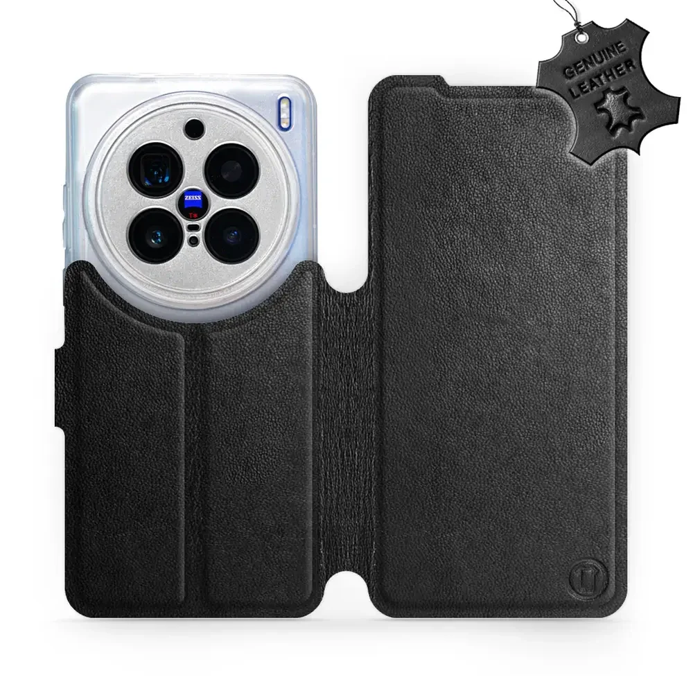 Echtleder Handyhülle für Vivo X200 Pro, Mobiwear Leather, Schwarz