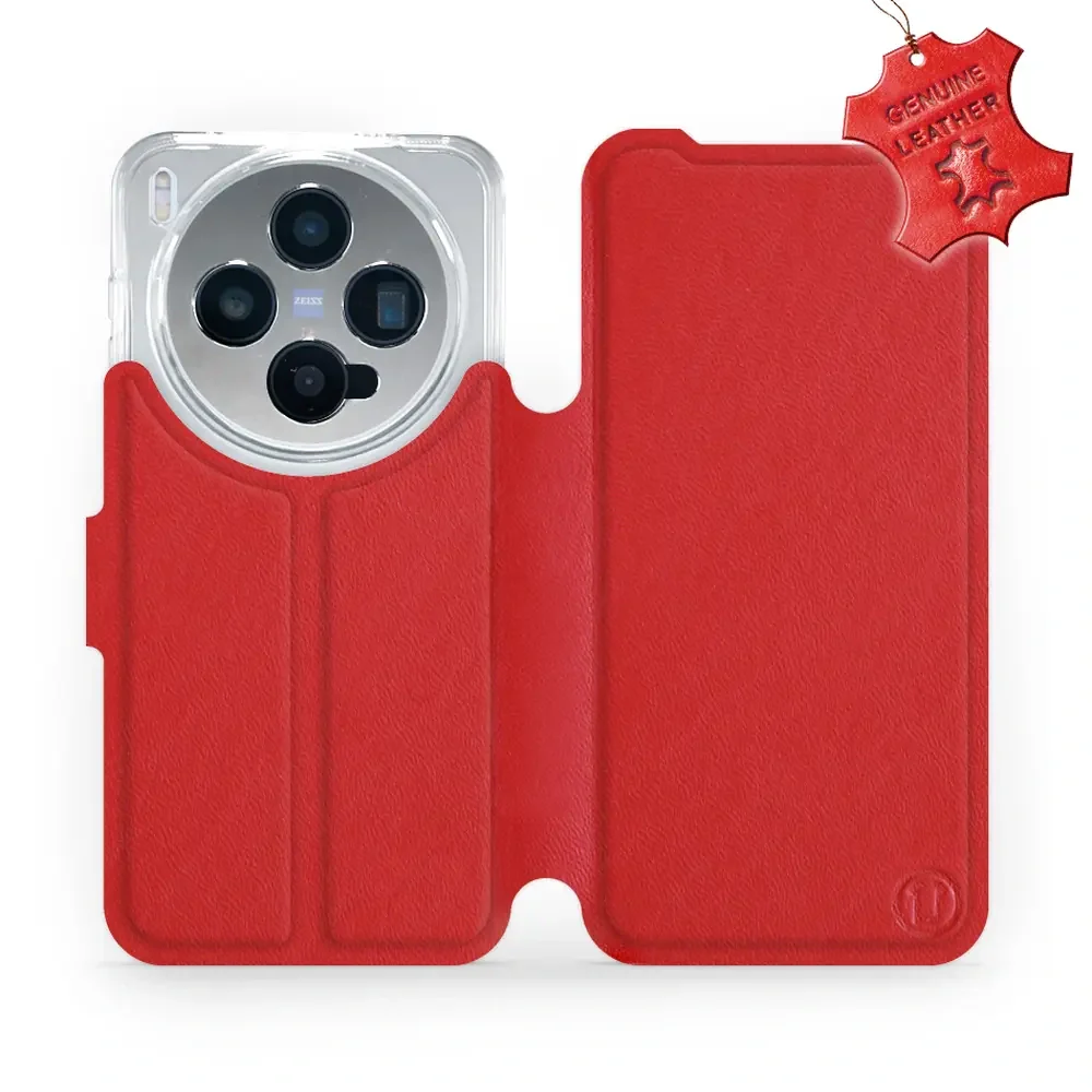 Echtleder Handyhülle für Vivo X300, Mobiwear Leather, Rot