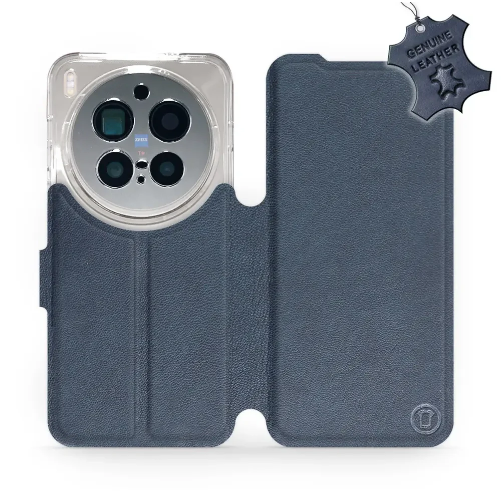 Echtleder Handyhülle für Vivo X300 Pro, Mobiwear Leather, Dunkelblau