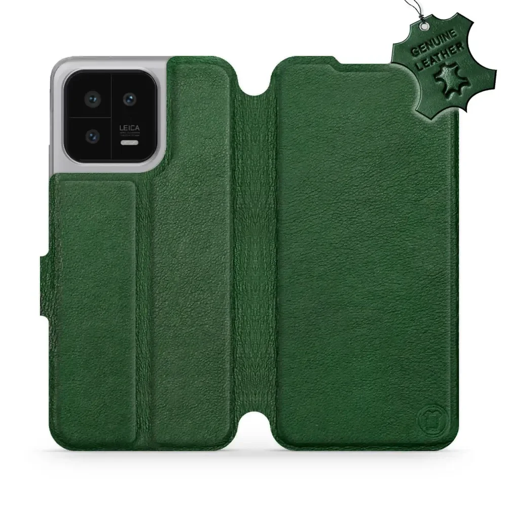 Echtleder Handyhülle für Xiaomi 13, Mobiwear Leather, Grün
