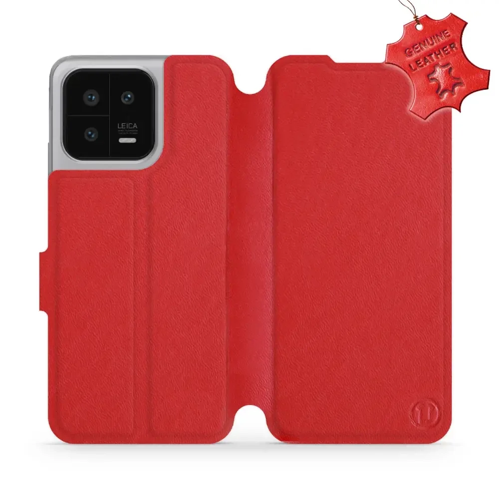 Echtleder Handyhülle für Xiaomi 13, Mobiwear Leather, Rot