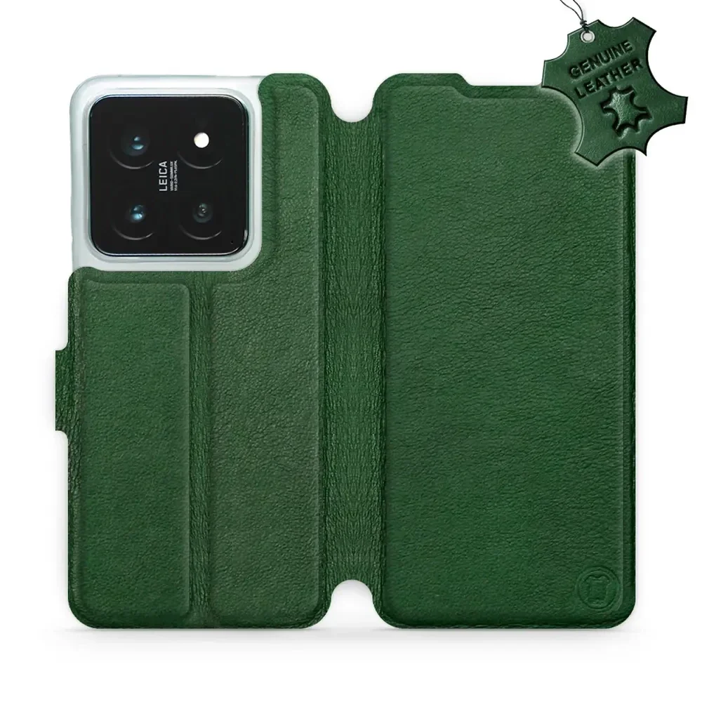 Echtleder Handyhülle für Xiaomi 14 Pro, Mobiwear Leather, Grün