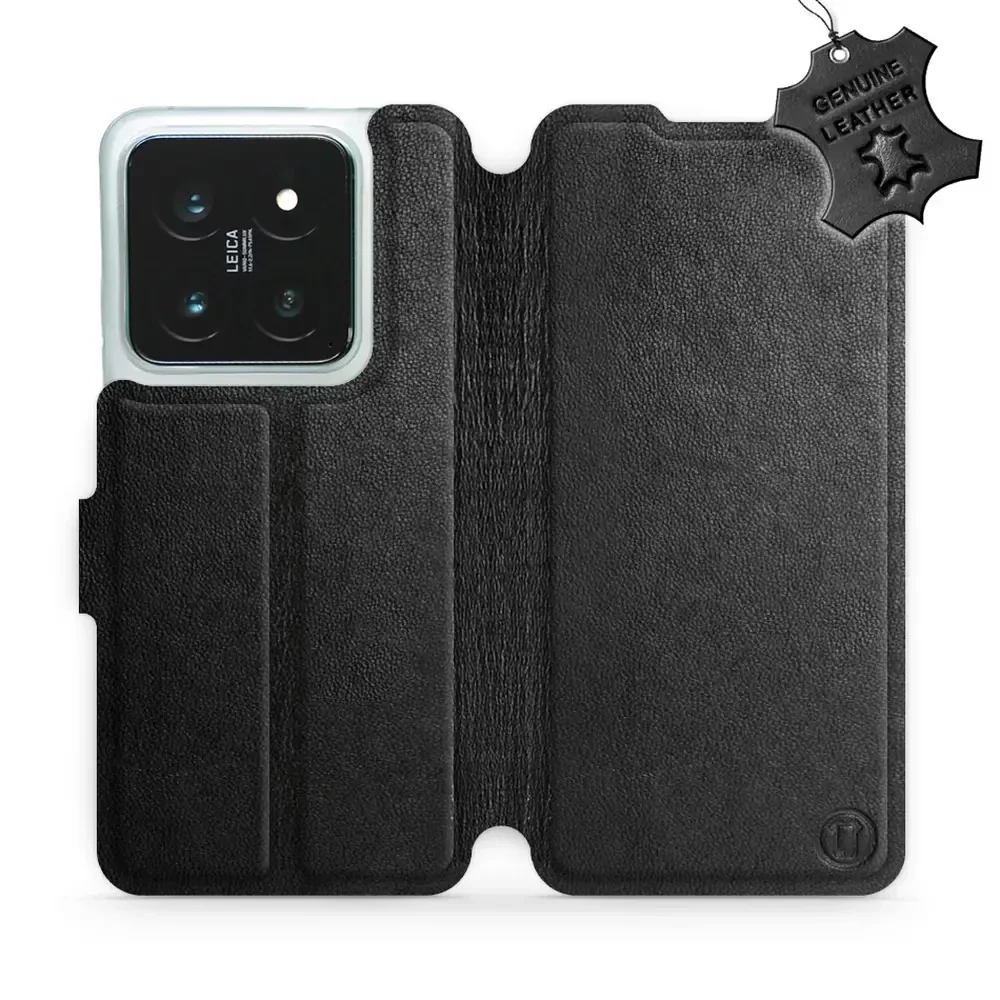 Echtleder Handyhülle für Xiaomi 14 Pro, Mobiwear Leather, Schwarz