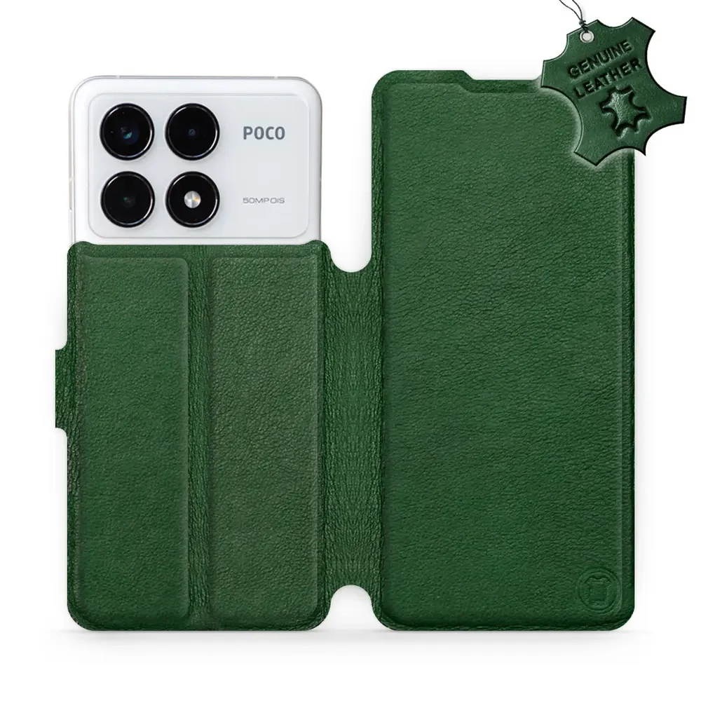 Echtleder Handyhülle für Xiaomi Poco F6 Pro, Mobiwear Leather, Grün