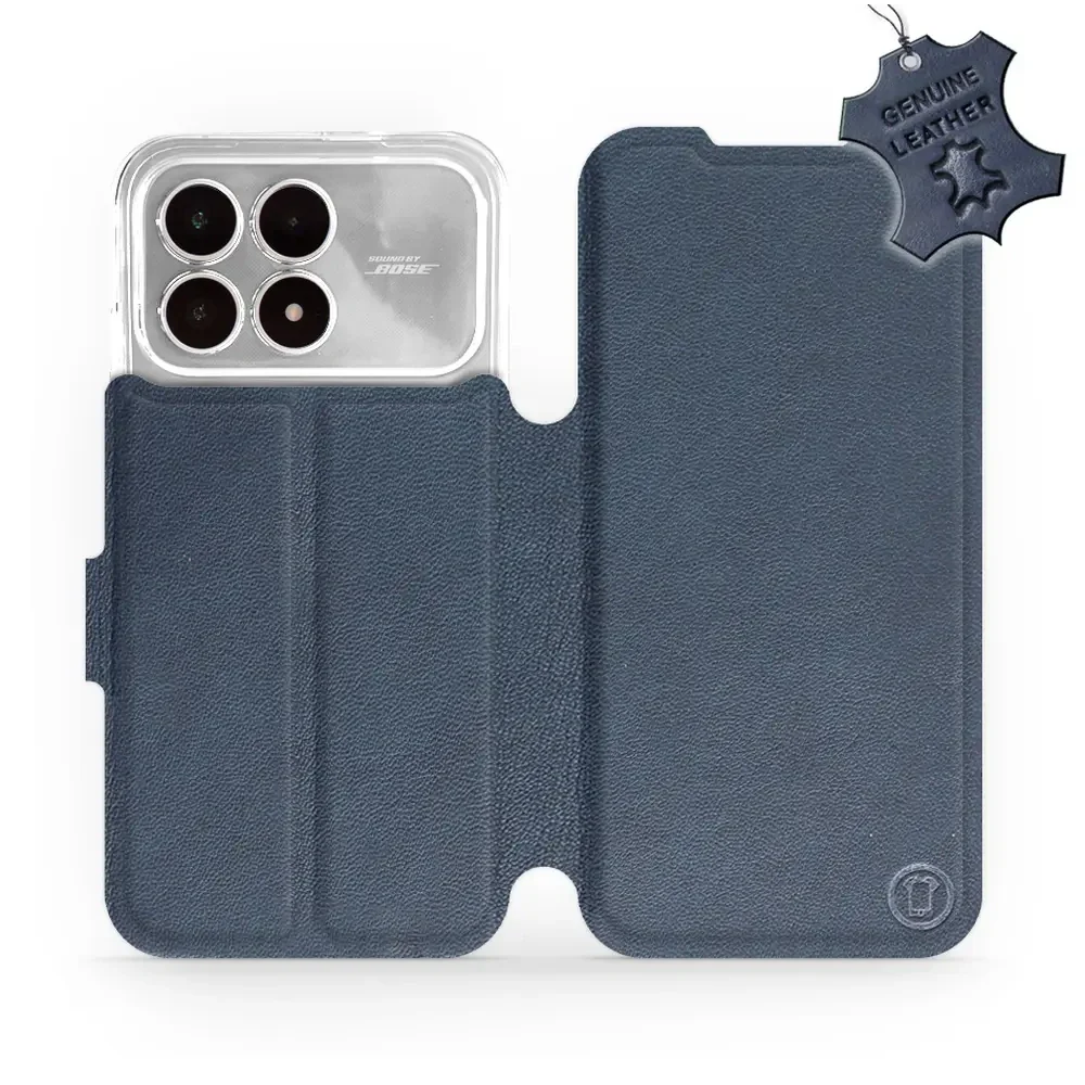Echtleder Handyhülle für Xiaomi POCO F8 Pro, Mobiwear Leather, Dunkelblau