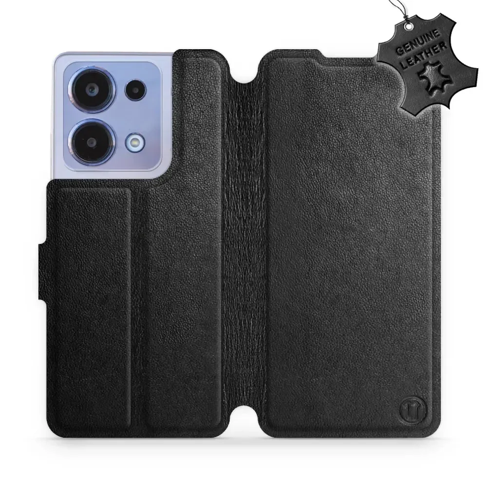 Echtleder Handyhülle für Xiaomi Poco M6 Pro 4G, Mobiwear Leather, Schwarz