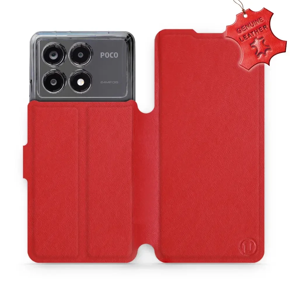 Echtleder Handyhülle für Xiaomi POCO X6 Pro, Mobiwear Leather, Rot