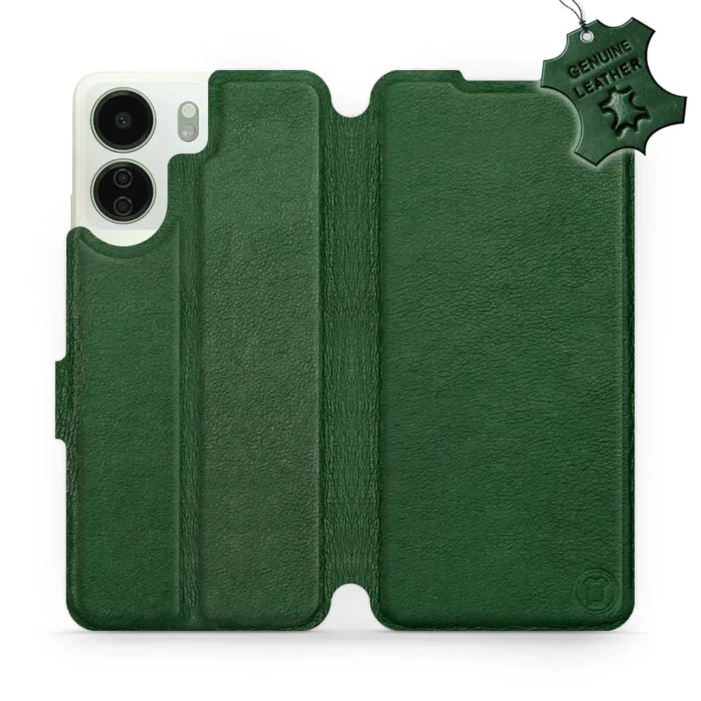 Echtleder Handyhülle für Xiaomi Redmi 13C 5G, Mobiwear Leather, Grün