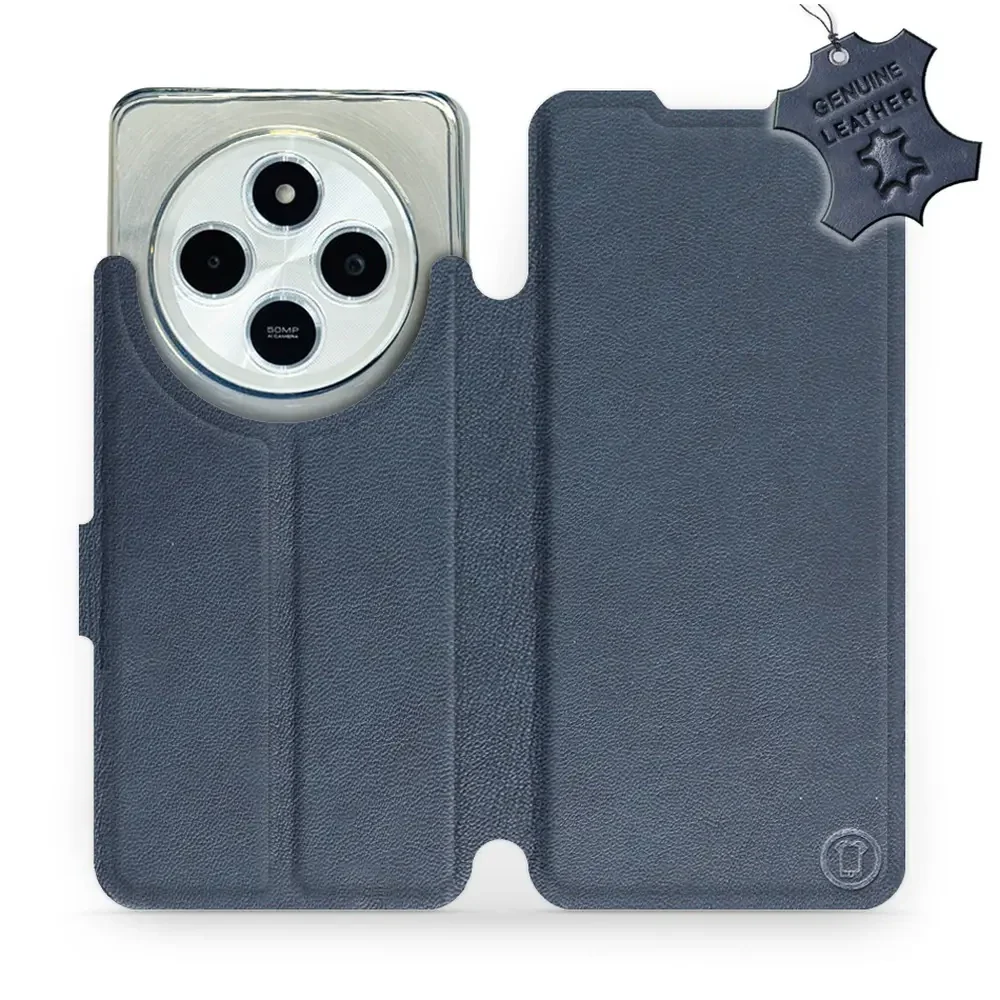 Echtleder Handyhülle für Xiaomi Redmi 14C 4G, Mobiwear Leather, Dunkelblau