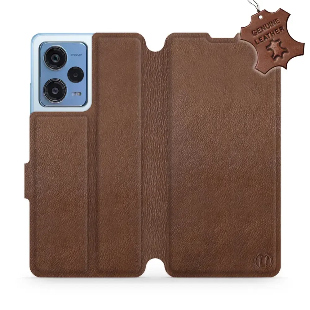 Echtleder Handyhülle für Xiaomi Redmi Note 12 Pro 5G, Mobiwear Leather, Braun