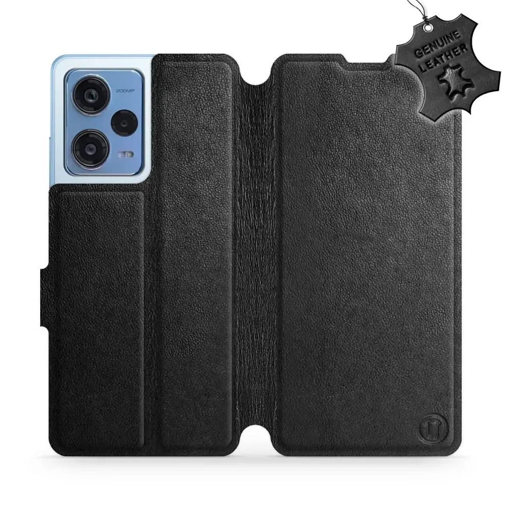 Echtleder Handyhülle für Xiaomi Redmi Note 12 Pro 5G, Mobiwear Leather, Schwarz