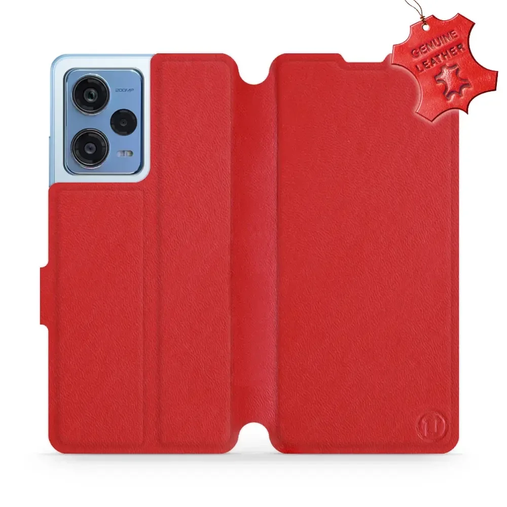 Echtleder Handyhülle für Xiaomi Redmi Note 12 Pro+ 5G, Mobiwear Leather, Rot