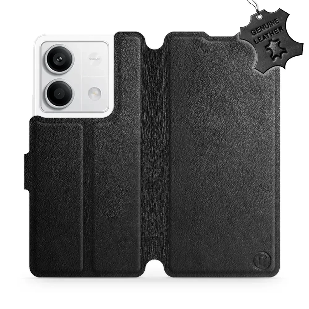 Echtleder Handyhülle für Xiaomi Redmi Note 13 5G, Mobiwear Leather, Schwarz