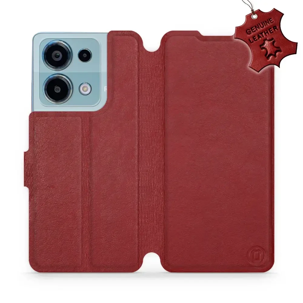 Echtleder Handyhülle für Xiaomi Redmi Note 13 Pro 4G, Mobiwear Leather, Dunkelrot