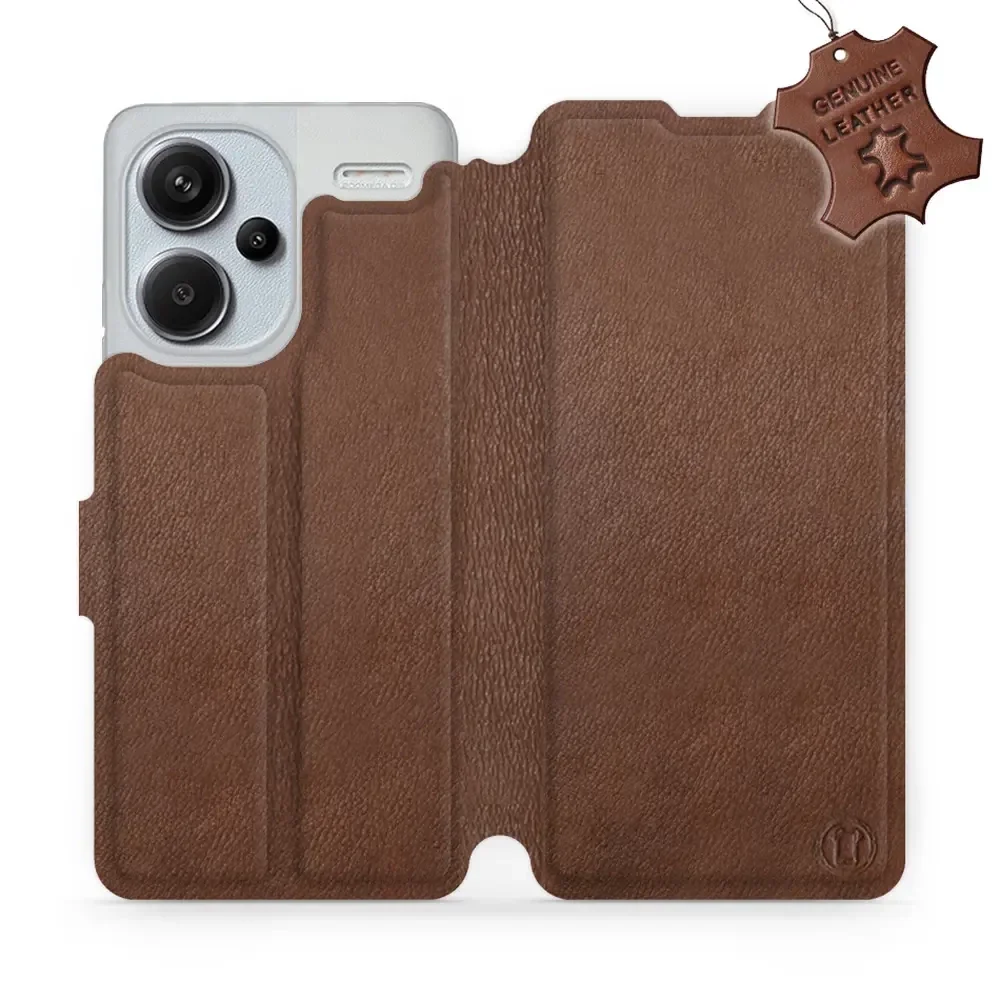 Echtleder Handyhülle für Xiaomi Redmi Note 13 Pro Plus 5G, Mobiwear Leather, Braun