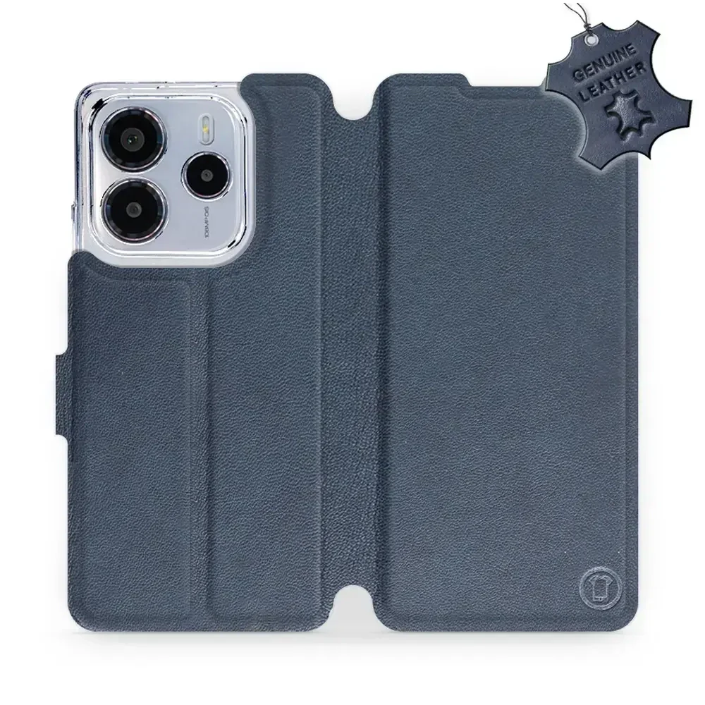 Echtleder Handyhülle für Xiaomi Redmi Note 14 4G, Mobiwear Leather, Dunkelblau