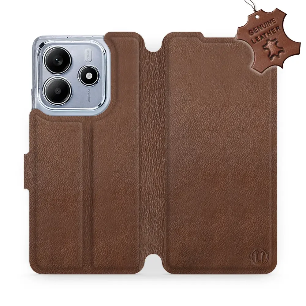 Echtleder Handyhülle für Xiaomi Redmi Note 14 5G, Mobiwear Leather, Braun
