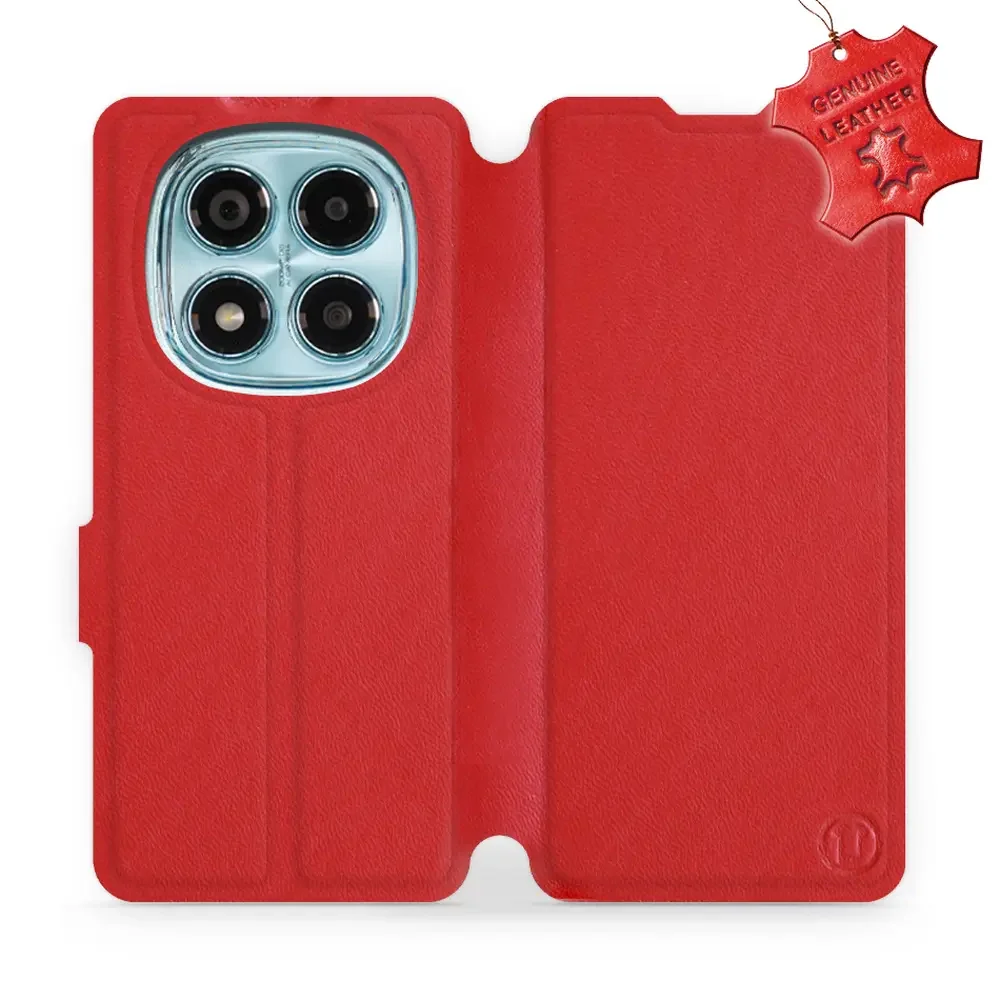 Echtleder Handyhülle für Xiaomi Redmi Note 14 Pro 4G, Mobiwear Leather, Rot