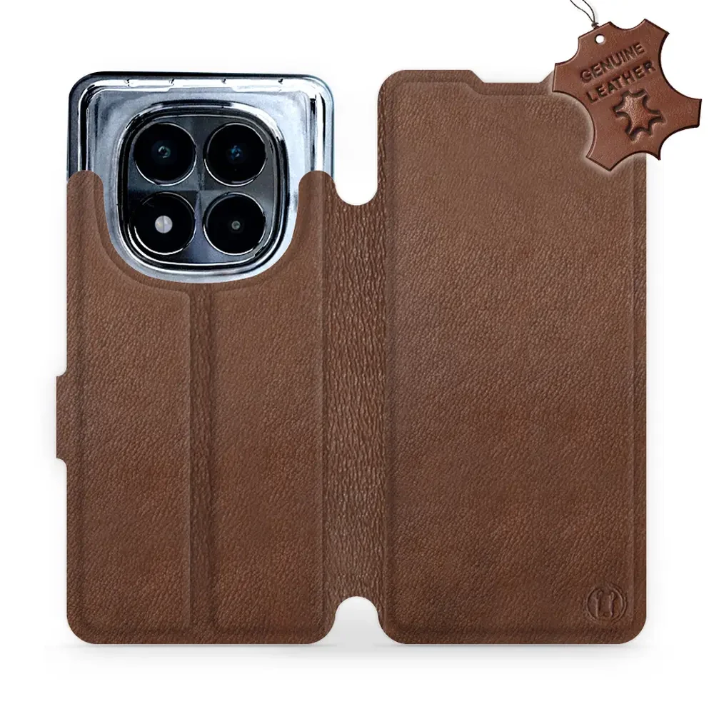 Echtleder Handyhülle für Xiaomi Redmi Note 14 Pro 5G, Mobiwear Leather, Braun