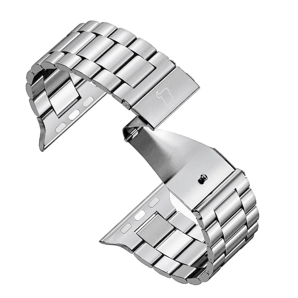 Edelstahl Armband für Apple Watch 44/45/46/49 mm, Bizon Strap Watch Aura, Silbern - Image 6