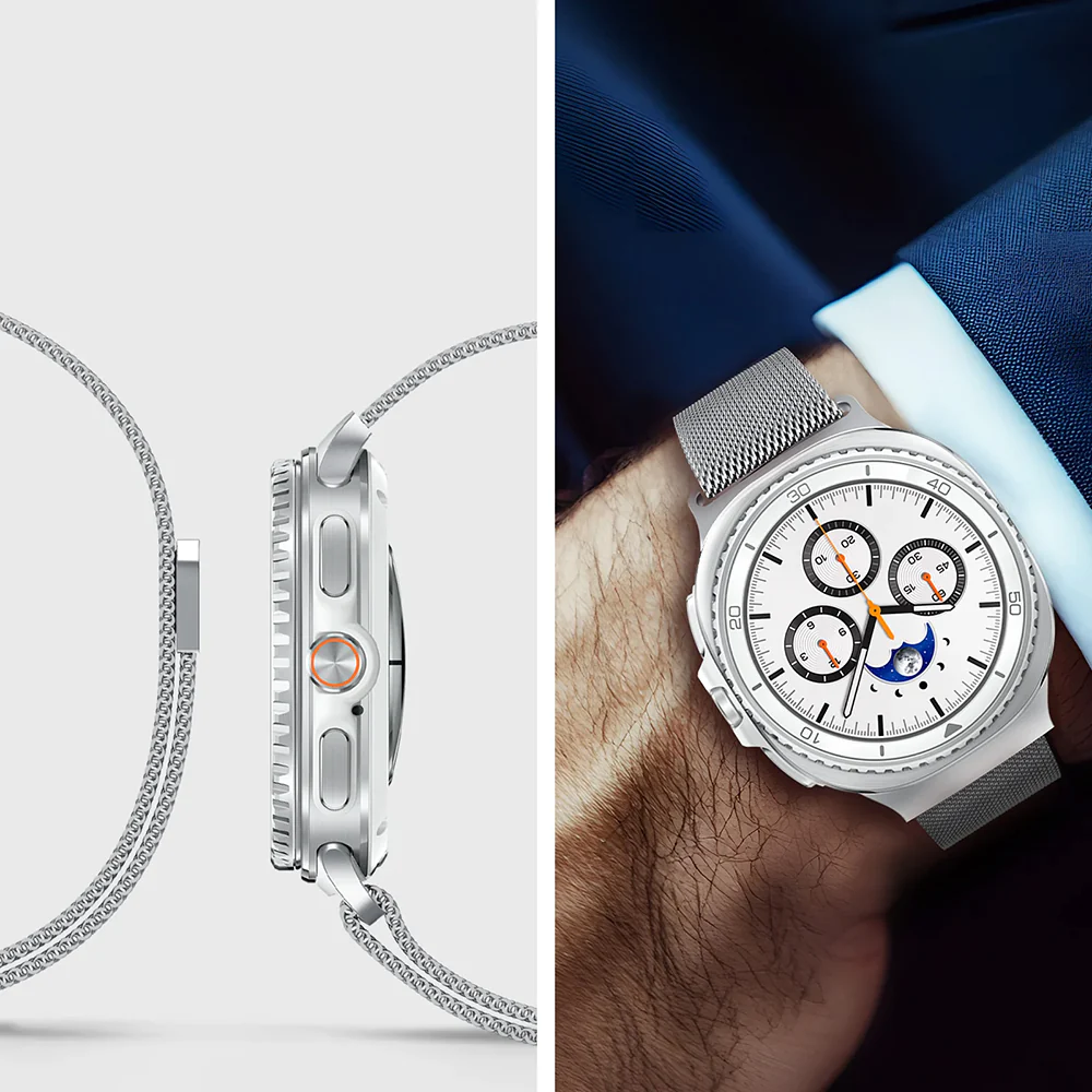 Edelstahl Armband für Galaxy Watch 8 / 8 Classic, Spigen Metal Fit, Silbern - Image 12