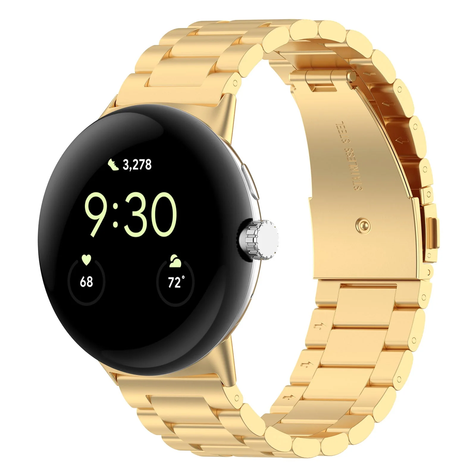 Edelstahl Armband für Google Pixel Watch 4/3 45 mm, Bizon Strap Watch Aura, Gold - Image 2