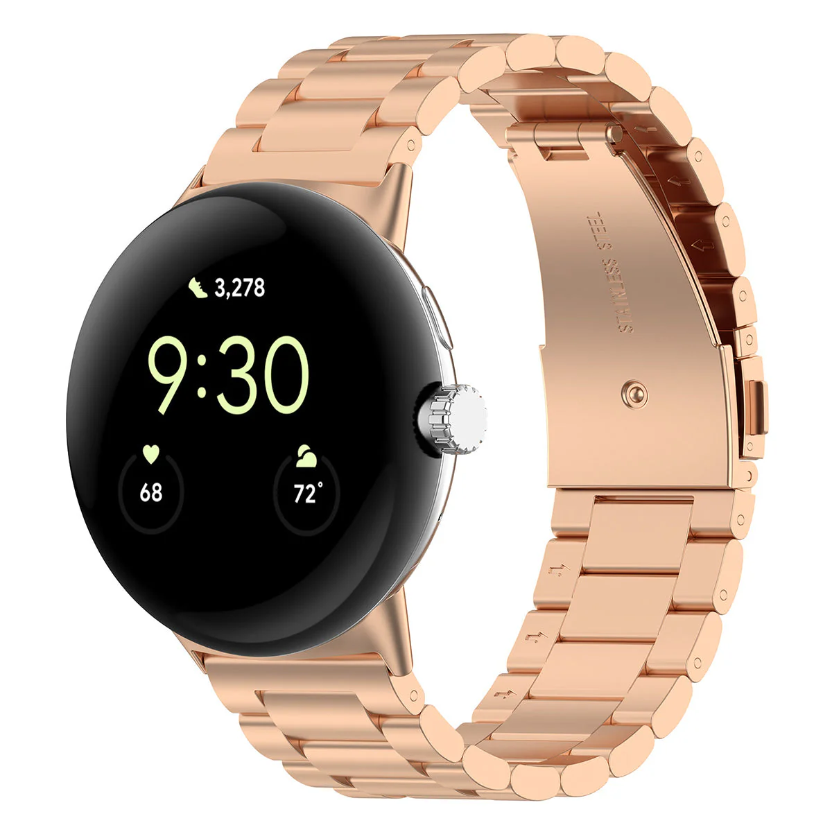 Edelstahl Armband für Google Pixel Watch 4/3 45 mm, Bizon Strap Watch Aura, Rosa Gold - Image 2