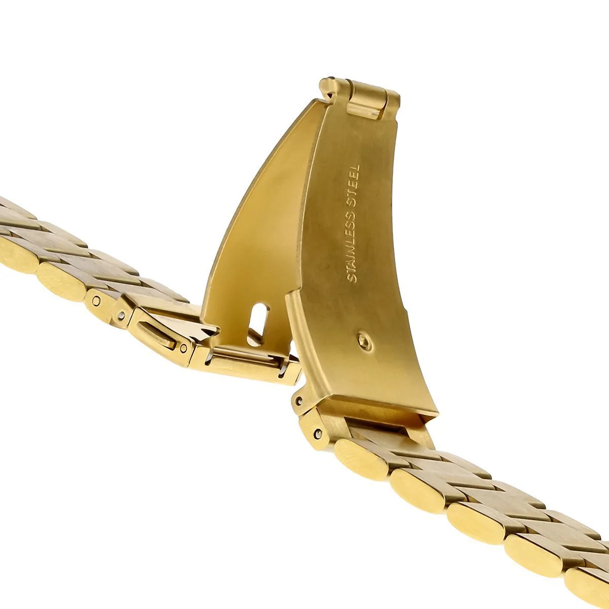 Edelstahl Armband für Smartwatch, Bizon Strap Watch Aura, QuickFit 22 mm, Gold - Image 4