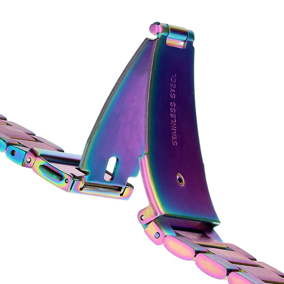 Edelstahl Armband für Smartwatch, Bizon Strap Watch Aura, QuickFit 22 mm, Regenbogenfarbe - Image 4
