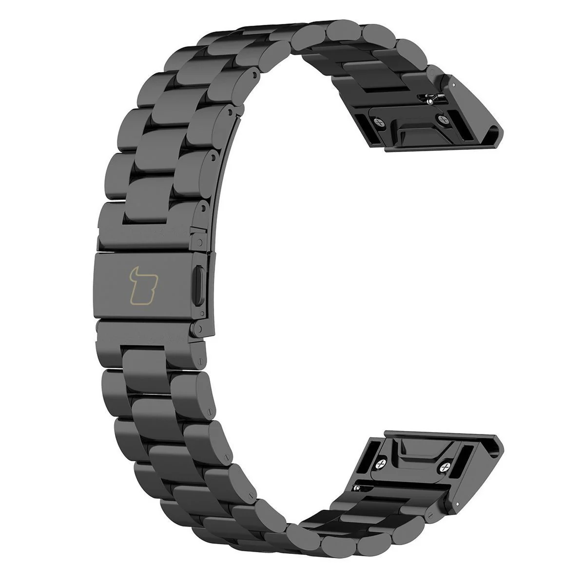 Edelstahl Armband für Smartwatch, Bizon Strap Watch Aura, QuickFit 22 mm, Schwarz - Image 5