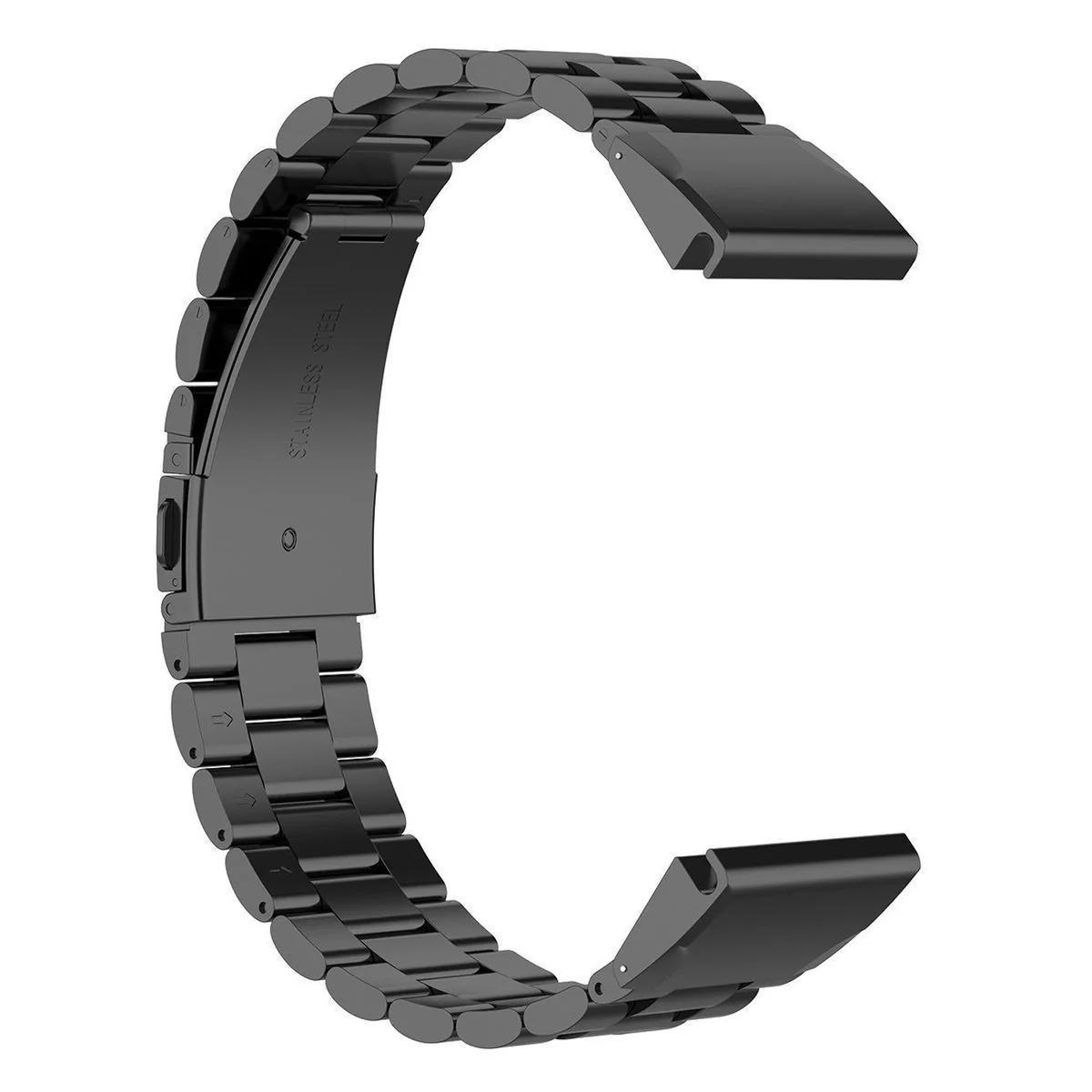 Edelstahl Armband für Smartwatch, Bizon Strap Watch Aura, QuickFit 22 mm, Schwarz - Image 6
