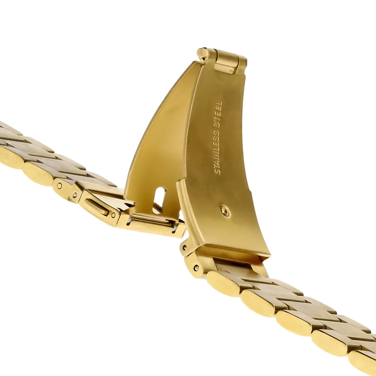 Edelstahl Armband für Smartwatch, Bizon Strap Watch Aura, QuickRelease 20 mm, Golden - Image 4