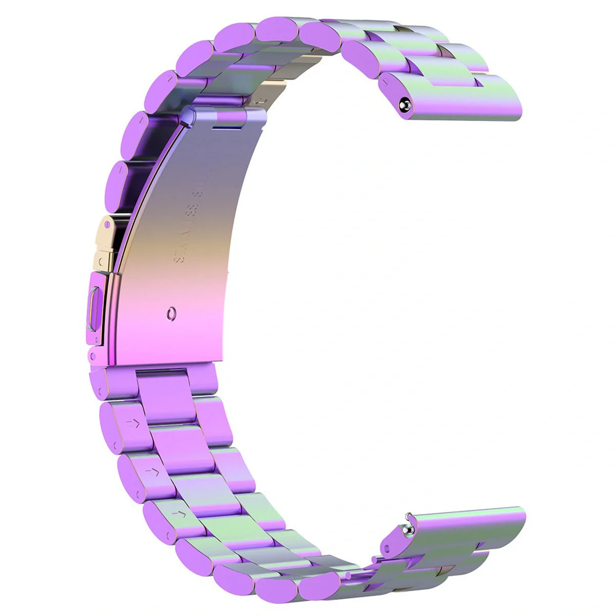 Edelstahl Armband für Smartwatch, Bizon Strap Watch Aura, QuickRelease 20 mm, Regenbogenfarbe - Image 6