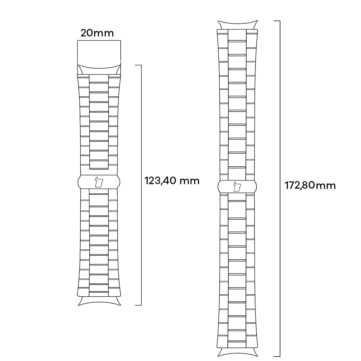 Edelstahl Armband für Smartwatch, Bizon Strap Watch Aura, QuickRelease 20 mm, Silbern - Image 3