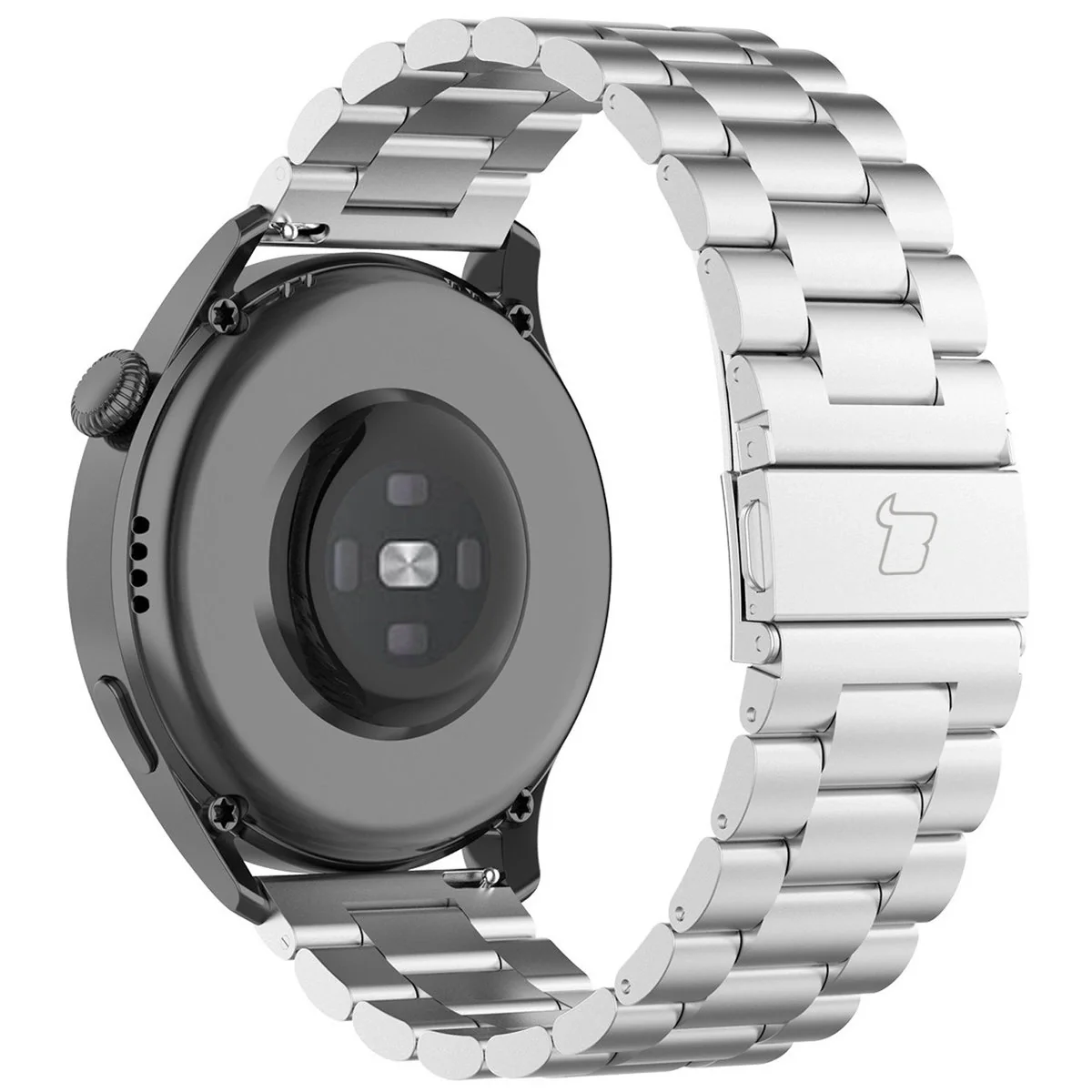 Edelstahl Armband für Smartwatch, Bizon Strap Watch Aura, QuickRelease 20 mm, Silbern - Image 5