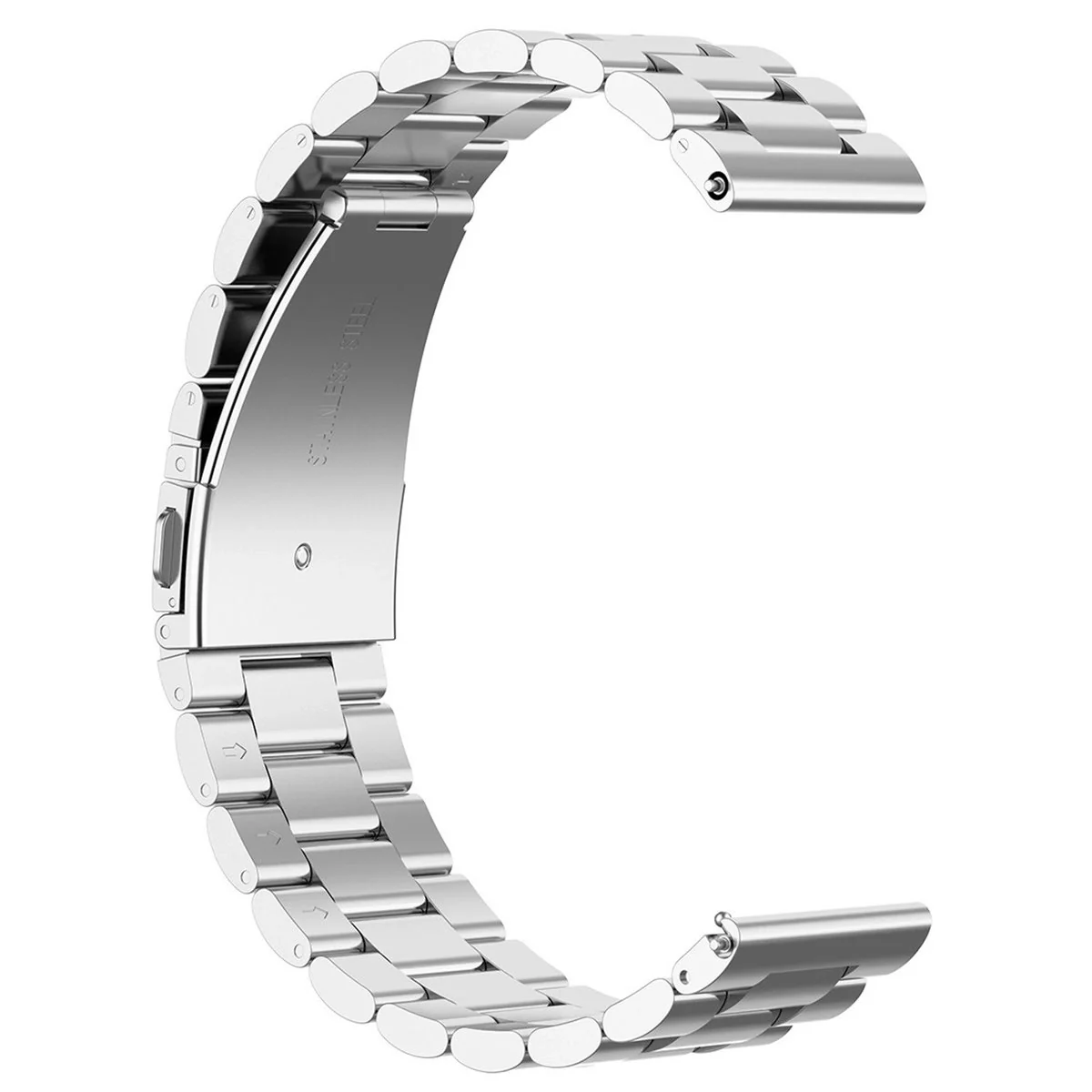 Edelstahl Armband für Smartwatch, Bizon Strap Watch Aura, QuickRelease 20 mm, Silbern - Image 6
